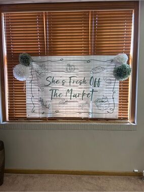 "She's Fresh Off The Market" Decorative Banner - Green Script
